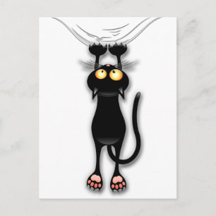Fun Black Cat Falling Down Briefkaart