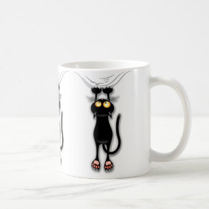 Fun Black Cat Falling Down Classic Mok