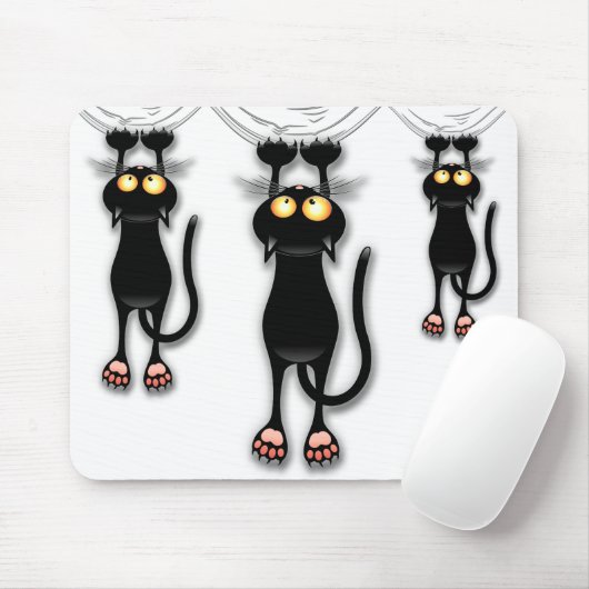 Fun Black Cat Falling Down Mousepad Muismat (Met muis)