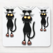 Fun Black Cat Falling Down Mousepad Muismat (Voorkant)