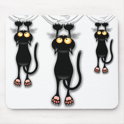 Fun Black Cat Falling Down Mousepad Muismat (Voorkant)