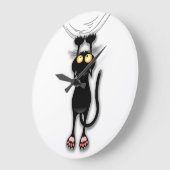 Fun Black Cat Falling Down Round Wall Clock Grote Klok (Hoek)