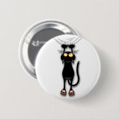 Fun Black Cat Falling Down Standard Button (Voorkant /achterkant)