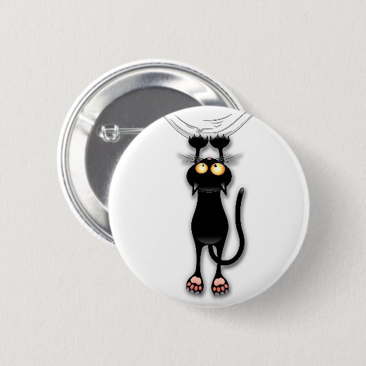 Fun Black Cat Falling Down Standard Button (Voorkant /achterkant)