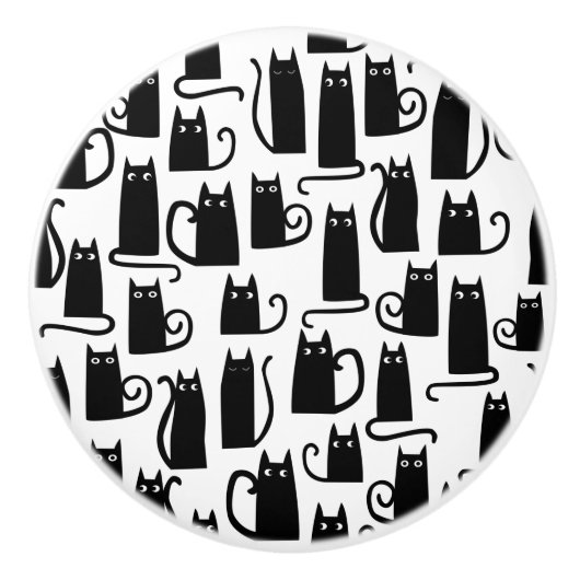 Fun Black Cat Keramische Knop (Voorkant)