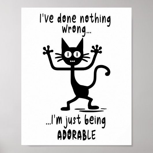 Fun Black Cat Meme Funny Cat Puns Poster (Voorkant)