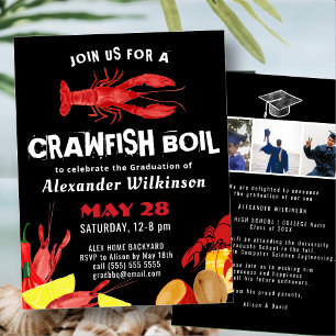 Fun Black Crawfish Boil 3 Foto Graduparty Kaart