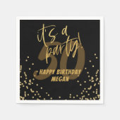 Fun Black en Gold Confetti 50th Birthday Party Servet (Voorkant)