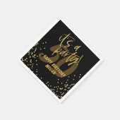 Fun Black en Gold Confetti 50th Birthday Party Servet (Hoek)