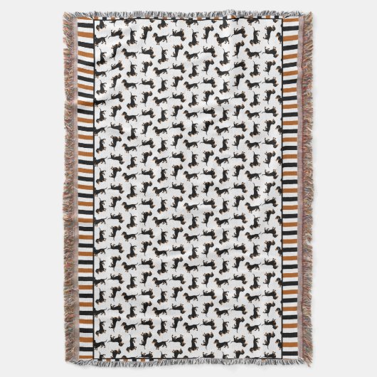 Fun Black en Tan Dachshunds Doxies Pattern Deken (Voorkant Verticaal)