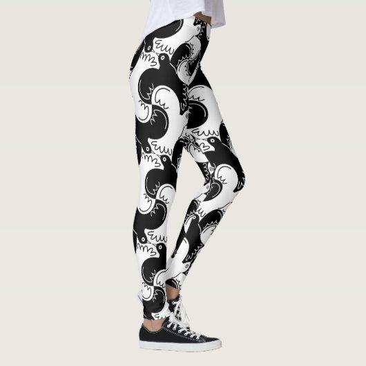 Fun Black en White Bird Pattern>Leggings Leggings (Rechts)