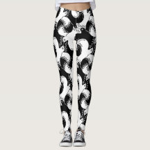 Fun Black en White Bird Pattern>Leggings