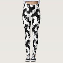 Fun Black en White Bird Pattern>Leggings Leggings