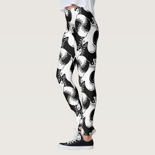 Fun Black en White Bird Pattern>Leggings Leggings (Links)