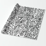 FUN BLACK EN WHITE CHRISTMAS DOODLE CADEAUPAPIER<br><div class="desc">FUN BLACK AND WHITE GIFT WRAPPER VOOR CHRISTMAS</div>