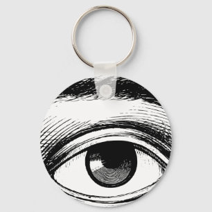 Fun Black en White Eye Illustratie Sleutelhanger