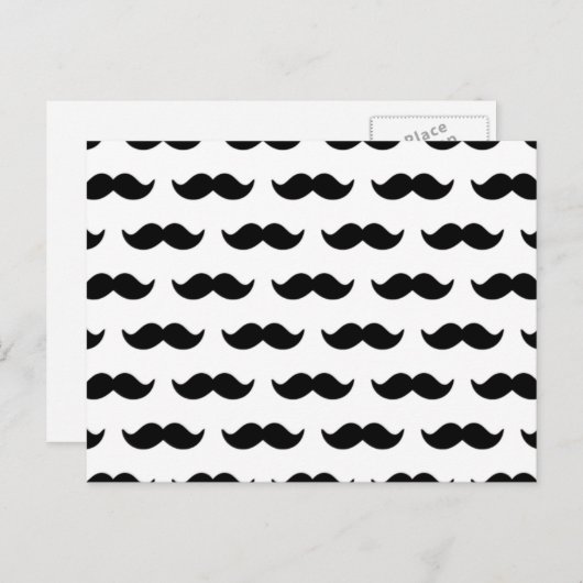 Fun Black en White Mustache Pattern 1 Briefkaart (Voorkant / Achterkant)