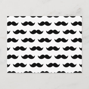 Fun Black en White Mustache Pattern 1 Briefkaart