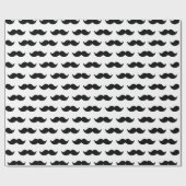Fun Black en White Mustache Pattern 1 Cadeaupapier (Vlak)