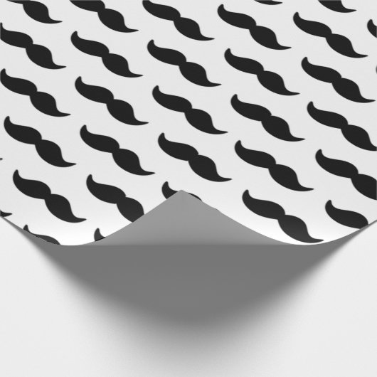 Fun Black en White Mustache Pattern 1 Cadeaupapier (Hoek)