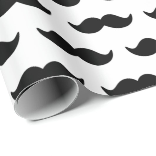 Fun Black en White Mustache Pattern 1 Cadeaupapier (Rol Hoek)