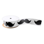 Fun Black en White Mustache Pattern 1 Satijnen Lint (Spoel)