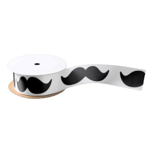 Fun Black en White Mustache Pattern 1 Satijnen Lint (Spoel)