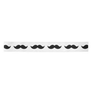 Fun Black en White Mustache Pattern 1 Satijnen Lint