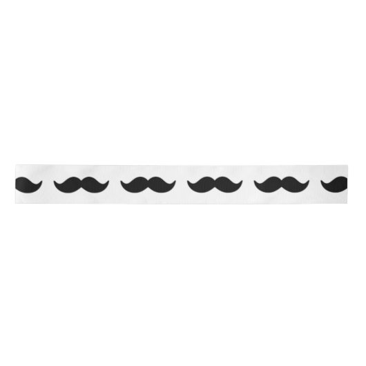 Fun Black en White Mustache Pattern 1 Satijnen Lint (Voorkant)