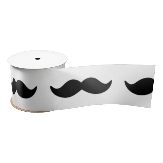 Fun Black en White Mustache Pattern 1 Satijnen Lint (Spoel)