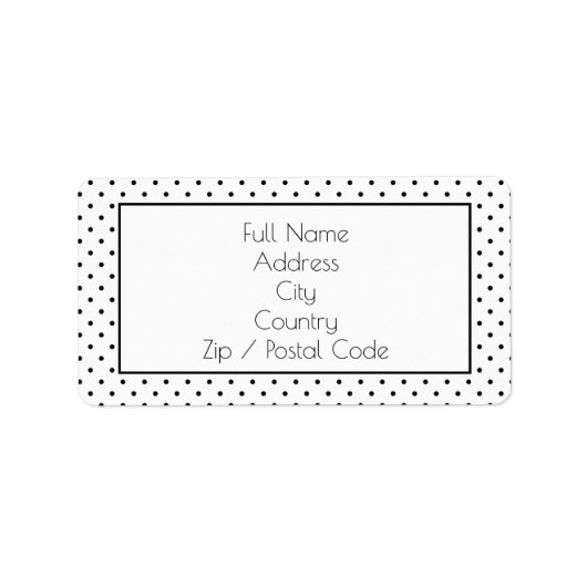 Fun Black en White Polka DoT-Adresetiketten Etiket (Voorkant)