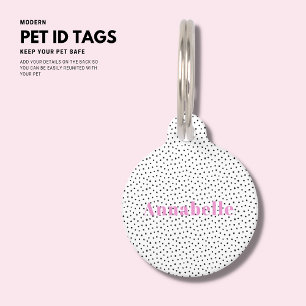 Fun Black en White Polka Dot Pet Tag Huisdierpenning