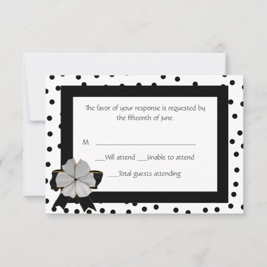 Fun Black en White Polka Dot Response Card RSVP Kaartje (Voorkant)