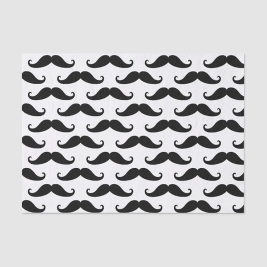 Fun Black en White Retro Handlebar Mustache Tissuepapier (Voorkant)