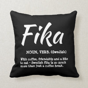 Fun Black en White Swedish Fika Definition Kussen