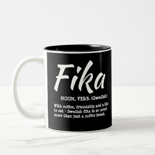 Fun Black en White Swedish Fika Definition Tweekleurige Koffiemok (Links)