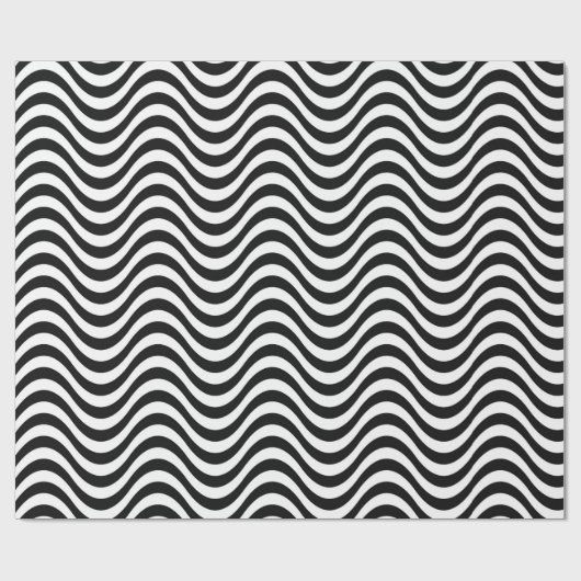 Fun Black en White Waves Cadeaupapier (Vlak)
