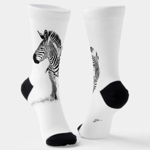 Fun Black en White Zebra Modern minimalist Sokken