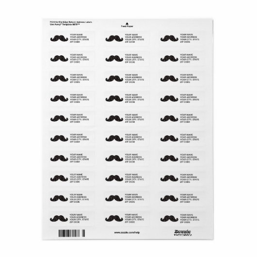 FUN BLACK GLITTER MUSTACHE ETIKET (Full Sheet)