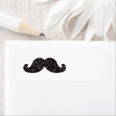 FUN BLACK GLITTER MUSTACHE ETIKET (Insitu)