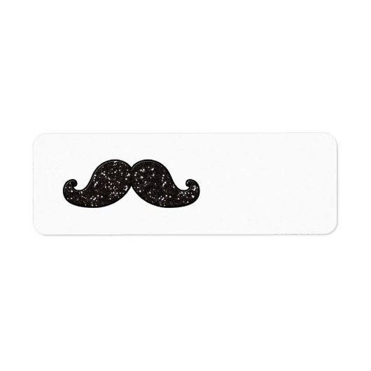 FUN BLACK GLITTER MUSTACHE ETIKET (Voorkant)