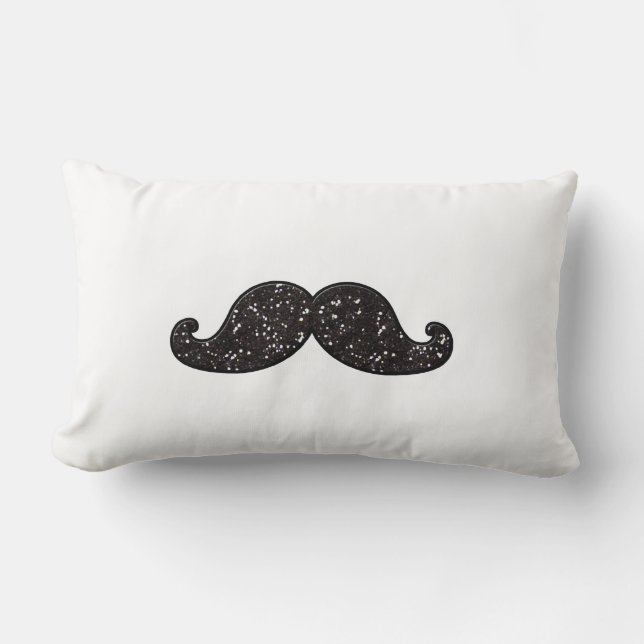 FUN BLACK GLITTER MUSTACHE KUSSEN (Voorkant)