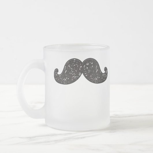FUN BLACK GLITTER MUSTACHE MATGLAS KOFFIEMOK (Links)