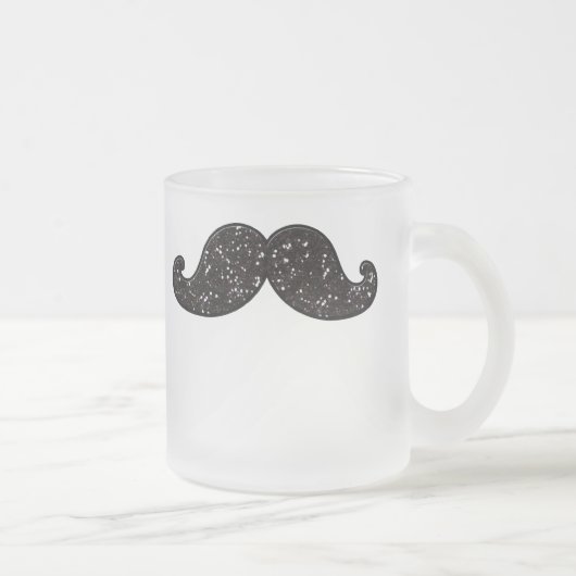 FUN BLACK GLITTER MUSTACHE MATGLAS KOFFIEMOK (Rechts)