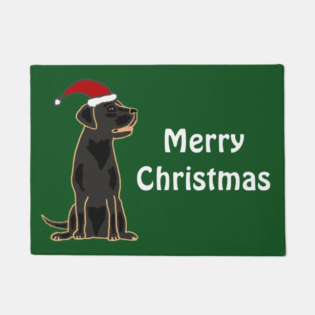 Fun Black Labrador Dog Kerstdoormat Deurmat (Voorkant)