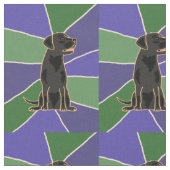 Fun Black Labrador Retriever Art Fabric Stof (Close Up)