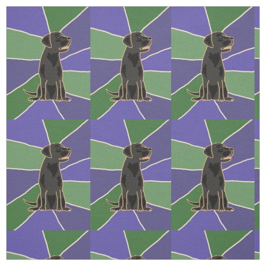 Fun Black Labrador Retriever Art Fabric Stof (Swatch)