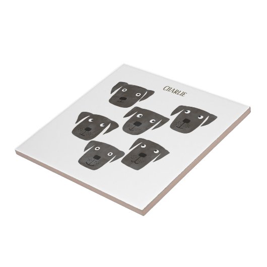 Fun Black Labrador Retriever Dog Aangepaste naam Tegeltje (Zijkant)