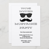 Fun Black Mustache en Sunbril Party Invitation Kaart (Voorkant / Achterkant)