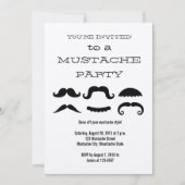Fun Black Mustache Party Invitation Kaart (Voorkant)